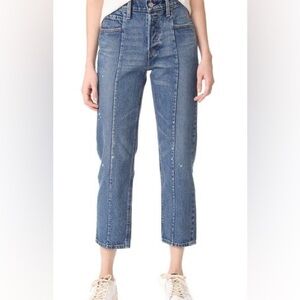 Levi's altered straight Dark Blue distressed jeans - w28 L26